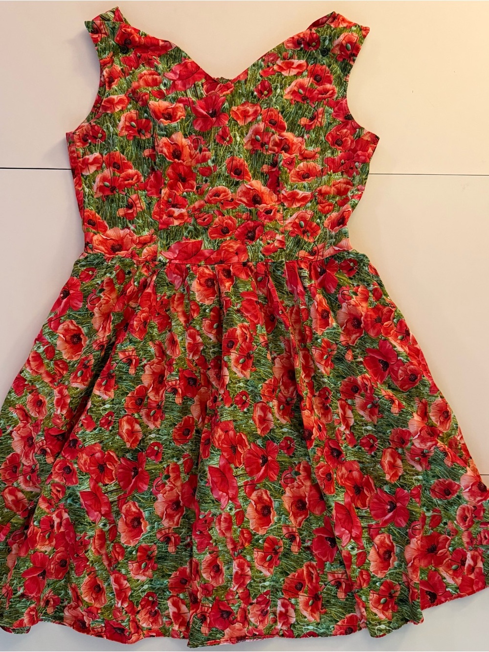 Poppy Field Red Retro Sleeveless Dress - Picture 4 of 5